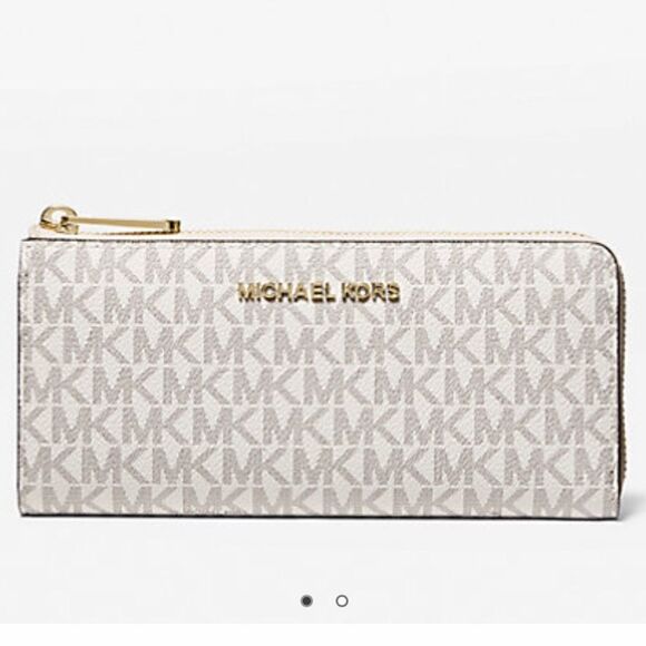 MICHAEL KORS OUTLET Jet Set Travel Large Logo Quarter-Zip Wallet NWT in packag - Picture 1 of 6